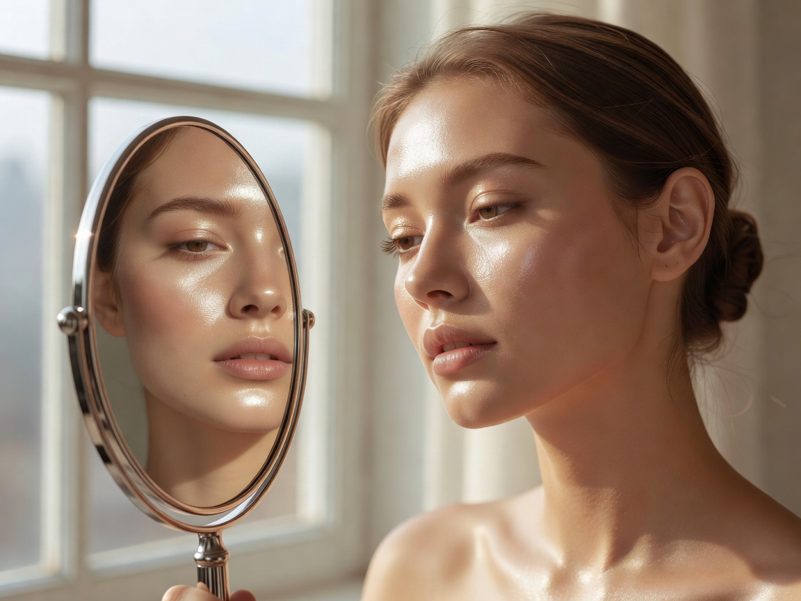 Glowing skin finish photographed in soft morning light