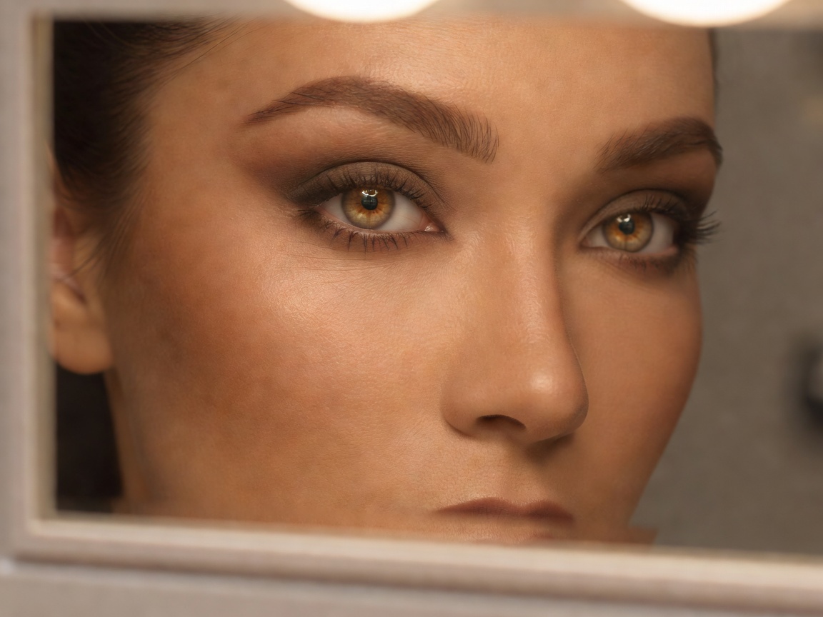 Close-up of warm brown smudged eyeliner and bronzed eyelid